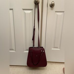 Steve Madden Wine Colored Satchel Handbag With Detachable Shoulder Strap